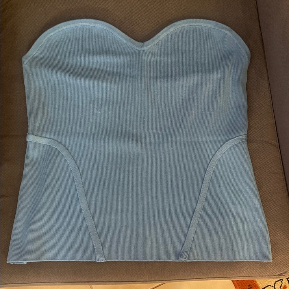 New York & Company Sky Blue strapless Knit Top